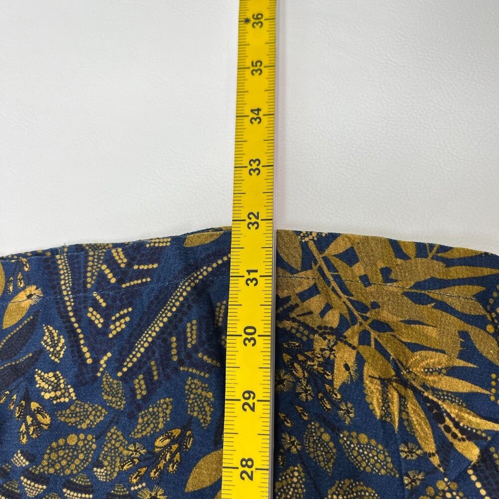 NWT Farm Rio Gold Blue Floral Forest Wrap Mini Dress Long Sleeve Size S - Picture 14 of 15